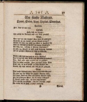 Der fünfte Auftritt. Cyrus, Solon, Atys, Taxilus, Cleanthus.