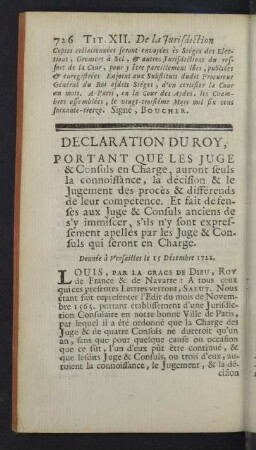 Declaration du roy