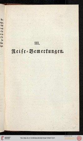 III. Reise-Bemerkungen