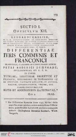 Sectio I. Opvscvlvm XII