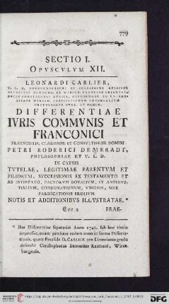 Sectio I. Opvscvlvm XII