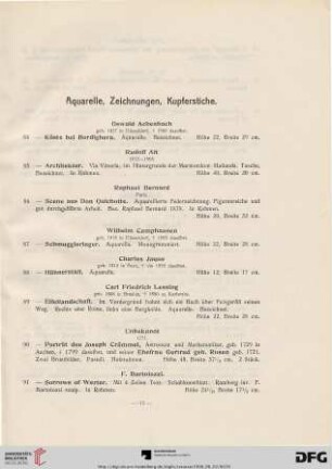 Aquarelle, Zeichungen, Kupferstiche, Ansichten, Farbdrucke (Nr. 84-149)
