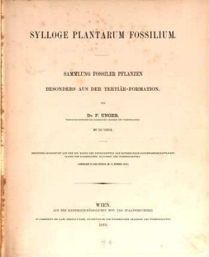 Sylloge plantarum fossilium : Sammlung fossiler Pflanzen, besonders aus der Tertiär-Formation, [1]