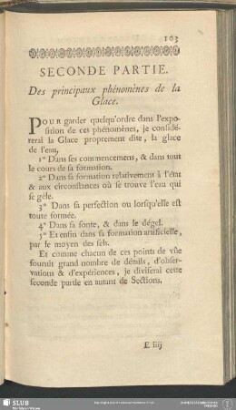 Seconde Partie. Des principaux phénomènes de la Glace