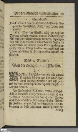 Das 5. Capitel, Von der Religion, und Clerisey