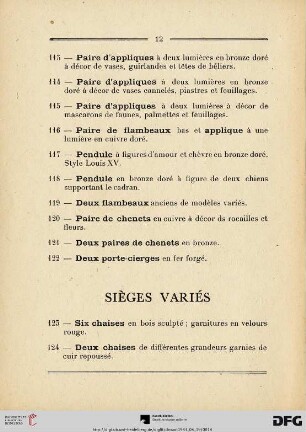 Sièges Variès (Nr. 123-130)