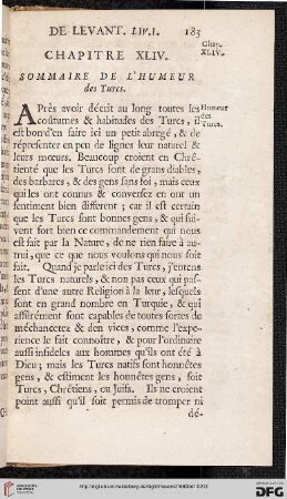 Chapitre XLIV: Sommaire de l'humeur des Turcs