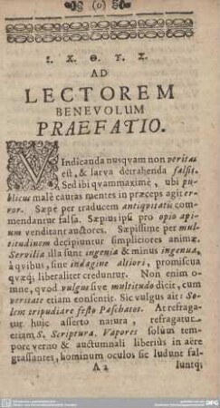 AD LECTOREM BENEVOLUM PRAEFATIO.