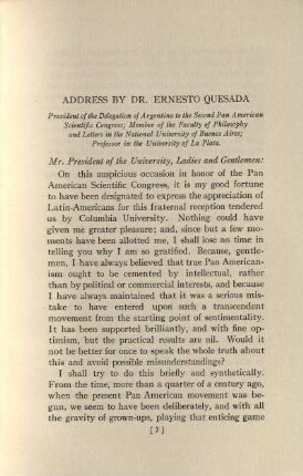Address by Dr. Ernesto Quesada