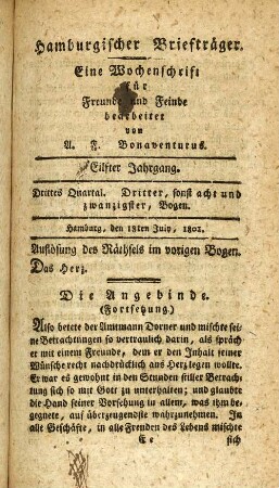 Dritter, sonst acht und zwanzigster, Bogen