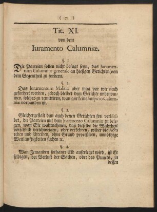 Tit. XI. von dem Iuramento Calumniae
