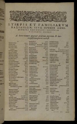 Stirpis Et Familiarum Βασιλικων, Sive Operis Genealogici Catholici Locupletissimus Index.