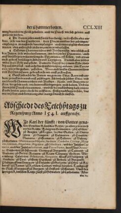 Abschiedt des Reichßtags zu Regenspurg/ Anno 1541. auffgericht.