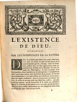L' Existence de Dieu demontrée par les Merveilles de la Nature