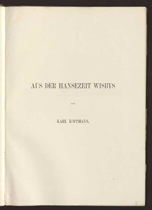 AUS DER HANSEZEIT WISBYS