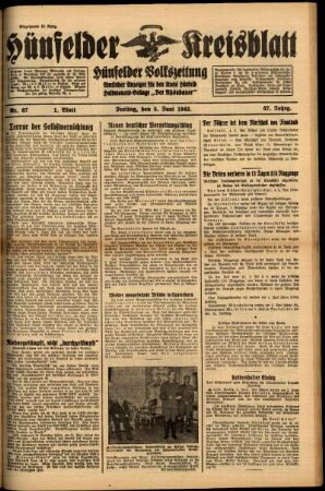 Erste Ausgabe vom Freitag, den 05. Juni 1942.
