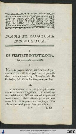 Pars II. Logicae Practica.