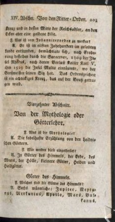 Vierzehnter Abschnitt. Von der Mythologie oder Götterlehre