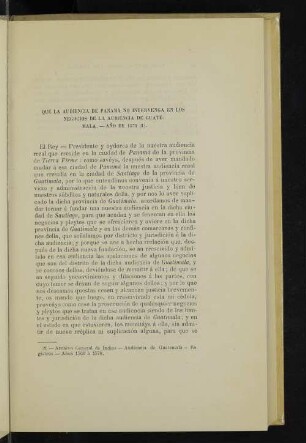 Que la audiencia de Panamá no intervenga en los negocios de la audiencia de Guatemala. - Año de 1571 (1).