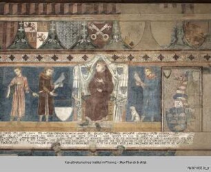 Wandmalerei der Sala Dante : Ostwand: Der thronende Karl II. mit ihm huldigenden Personen