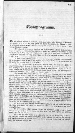 Wahlprogramm. Die unterzeichneten Urwähler des 60. Bezirks [...] (Sammlung Friedlaender)
