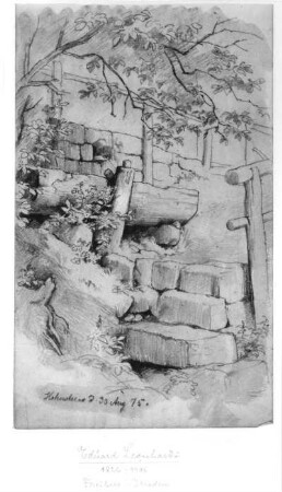 Hohnstein : Hohnstein. Bleistiftzeichnung; 20,3 x 12,3 cm (1875; E. Leonhardi). Freiberg: Stadt- und Bergbaumuseum 58/117