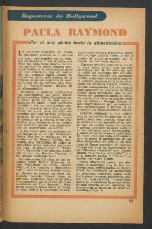 Paula Raymond -por el arte olvidó hasta la alimentación