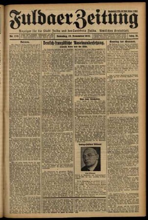 Ausgabe vom Samstag, den 28. November 1931.