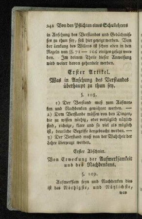Erster Artikel. Was in Ansehung des Verstandes überhaupt zu thun sey.