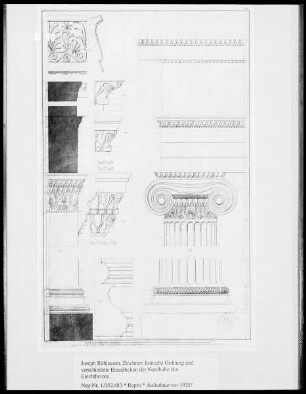 Erechtheion auf der Akropolis von Athen, ionische Ordnung und verschiedene Einzelheiten der Nordhalle