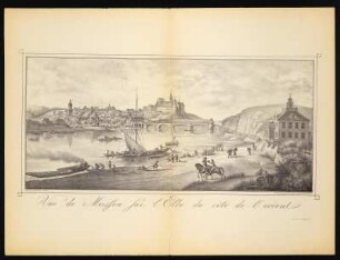 Ansicht auf Meissen von der östlichen Elbseite, nach Kupferstich von 1805 : Vue de Meissen sur l'Elbe du côté de l'orient / C. G. Hammer fec. - Nr. 4