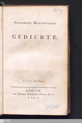 Friedrich Matthissons Gedichte