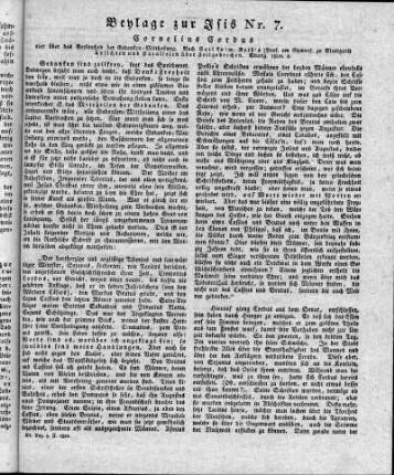 Cornelius Cordus oder über das Verbrechen der Gedanken-Mittheilung / von Carl Ludwig Roth. - Stuttgart : Steinkopf, 1820