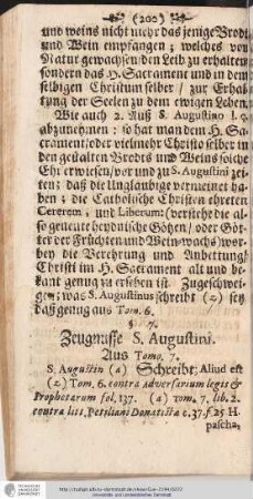 Zeugnusse S. Augustini. Auß Tomo 7.