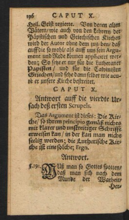 Caput X. Antwort auff die vierdte Ursach deß ersten Scrupels.