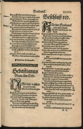 Sebastianus Brant zum Leser.