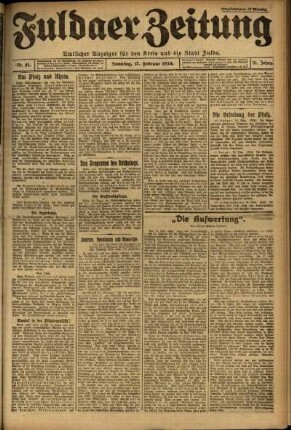Erste Ausgabe vom Sonntag, den 17. Februar 1924.