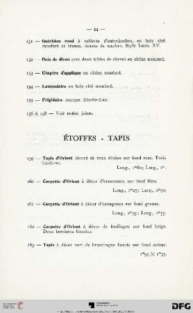 Étoffes - Tapis (Nr. 159-171)