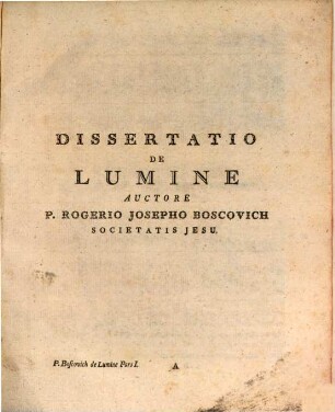 Dissertatio De Lumine