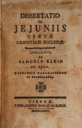 Dissertatio de Iniuniis Graecae orientalis Ecclesiae