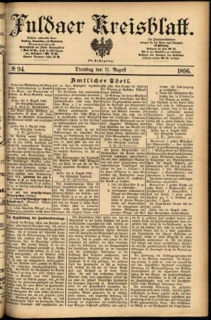 Ausgabe vom Dienstag, den 11. August 1896.