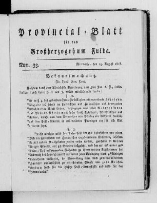 Num. 33, Ausgabe vom 19. August 1818