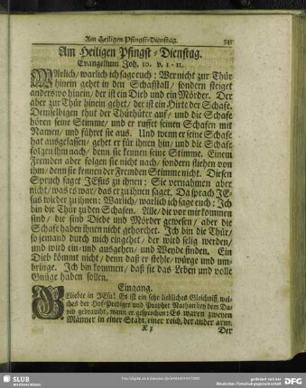 Am Heiligen Pfingst-Dienstag