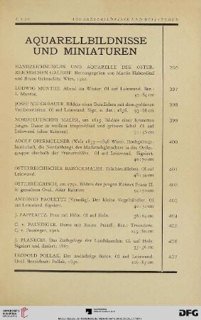 Aquarellbildnisse und Miniaturen (Nr. 396-455)
