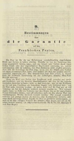 9. Bestimmungen über die Garantie auf den Preussischen Posten