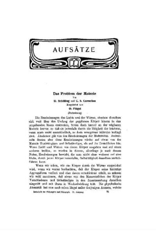 Das Problem der Materie : (Fortsetzung)