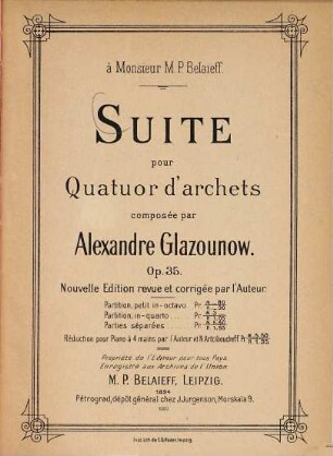 Suite : pour quatuor d'archets ; op. 35