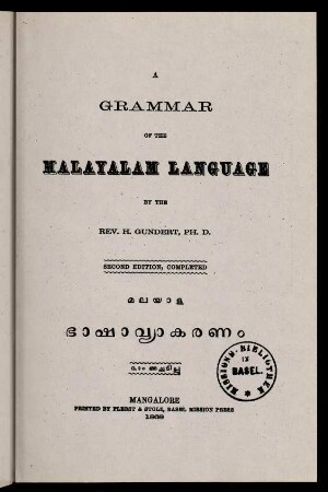 A Grammar of the Malayalam Language