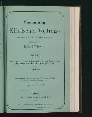 Ueber Menschen- und Thierpocken, über den Ursprung der Kuhpocken und über intrauterine Vaccination