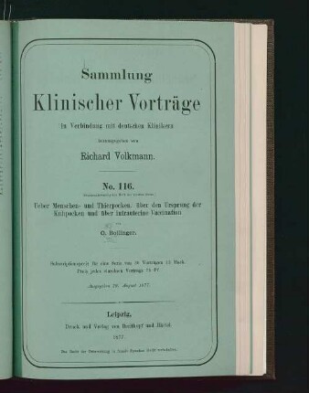 Ueber Menschen- und Thierpocken, über den Ursprung der Kuhpocken und über intrauterine Vaccination
